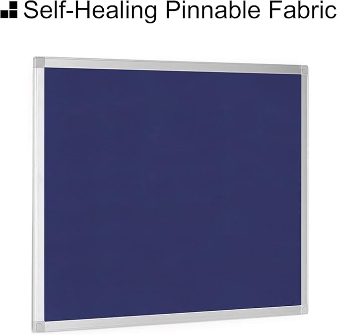 BoardsPlus Blue Felt Bulletin Board, 24" x 36", Wall Mounted Self-Healing Pin Board with Aluminum Frame, Affordable Felt Vision Board for Home, Office, Dorm & Classroom