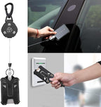 Retractable Keychain Badge Holder with Lanyard, ID Badge Holder Heavy Duty Badge Reel Carabiner Keychain, Tactical ID Badge Card Holder with 31.5” Stainless Steel Retractable Cord