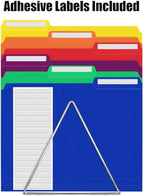 Sooez 18 Pack Plastic File Folders Colored with Sticky Labels, Letter Size Colored File Folders with Erasable 1/3-Cut Tab, Stronger Than Manila File Folder, Perfect for Organization, Assorted Color