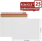 Xxcxpark 25 Pack Rigid Mailers, 9.5x12.5 inches Self Seal Photo Document Mailers Premium Cardboard Keep Flat Envelopes for Photos Pictures Papers Files CD