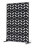VEVOR Metal Privacy Screen, 47" W x 72" H, Outdoor Privacy Screens 5-Panel, Freestanding Outdoor Divider with Stand, Decorative Garden Steel Privacy Fence for Balcony Patio Indoor Room Black