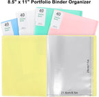 Phyxin Portfolio Binder, 80-Pocket Portfolio Folder 8.5" x 11", Displaying 160 Page Binder with Plastic Sleeves, Plastic Folders for Women & Men, Students, Teachers, Yellow