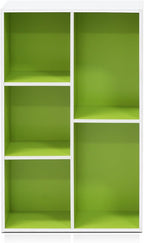 Furinno LUDER Book Shelf, 5-Cube Bookshelf, Reversible Bookcase, 9.4 x 19.5 x 31.5, for Living Room, Bedroom, Home Office, White/Green