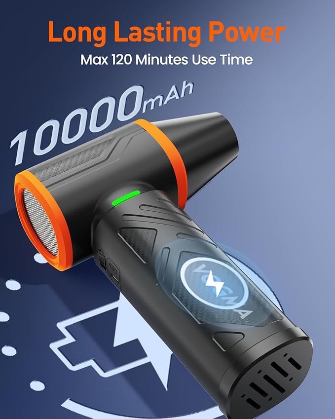VOGMA V40 Compressed Air Duster-270000RPM 350G Super Power Electric Air Duster, 10000mAh Cordless Rechargeable Brushless Motor Snow Blower, Stepless-Adjustable Air Blower for PC, Keyboard, Home, Car