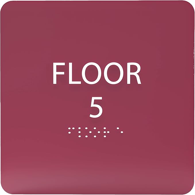 ADA CENTRAL SIGNS - 6" X6" Floor 5 Sign - ADA Compliant Tactile Graphics Grade 2 Braille Text Acrylic Wall Signs - Directional Assistance, Floor Number Safety Sign for Office, school Hospital, Apartment