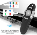QUI Presentation Clicker Wireless Presenter Remote Clicker for PowerPoint Presentation Remote, PowerPoint Slide Advancer for Mac/Windows/Linux, Google Slide/PPT/Keynote, USB A, Black
