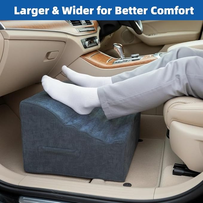 XYRONICA Under Desk Footrest, Multi-Functional Footrest with Portable Handle & Removable Washable Cover - Ergonomic Foot Stool Elevating and Supporting Feet and Legs for Chair and Sofa (Blue)