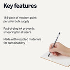 Amazon Basics Ballpoint Pens, 1.0mm, Black, 144 Pack