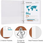 Comix D-Ring Basic View Binder 1 inch 3 Ring Binders, 2.4mm-Thick, Hold 225 Sheets of 8.5" x 11" Paper, 12 Pack (White)
