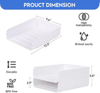 CiWiVOKi Desk Letter Tray Set of 2, Office Organization and Storage, PET Stackable Document Organizer for Notes, Pens, File Paper, White