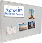 72 x 48 Inch Foldable Felt Bulletin Board (6 x 4 Ft) - Large Ivory Tan Pin Board for Boho Classroom Decor, Kids Playroom & Home Office - Self-Adhesive Sound Dampening Wall Panel