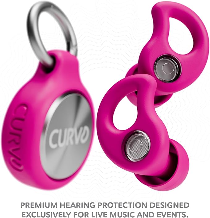 CURVD Live Stylish High-Fidelity Concert Earplugs for Live Events up to 14 dB Noise Reduction, 5 Tip Sizes & Carry Case