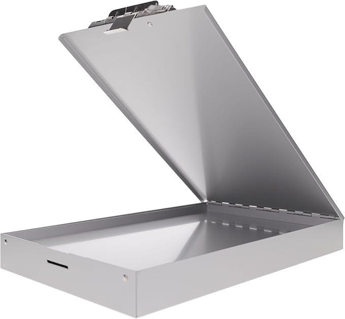 Saunders Metal Clipboard with Storage, Silver Dual Layer Nursing Clipboard Folio, Letter Size Paper Organizer, Steel Clip with Self Locking Latch, Form Holder for Office, School & Work - Made in USA