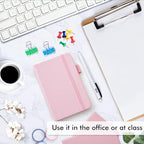 feela 15 Pack Pocket Small Notebooks Bulk, Mini Cute Memo Notepads Hardcover College Ruled Lined Journals with Pen Holder for Women Girls Office School, with 15 Black Pens, 3.5”x 5.5”, A6, Rose Pink