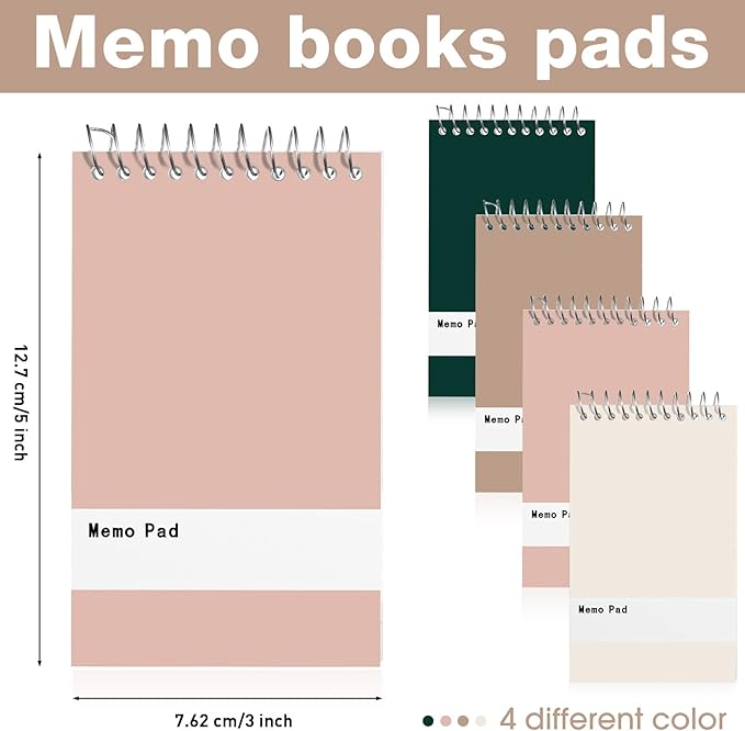 Thenshop 100 Pads Spiral Memo Pads Bulk 3 x 5 Inch Small Pocket Notepad Top Bound Lined 60 Sheets Mini Notebooks for School College Office Home Supplies (Mixed Colors)