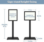 STANDNEE Heavy-duty 8.5x11 in Sign Stand Holder Floor Stand Sign, Poster Display Standing Signs with PVC Magnetic Frame & Heavy-duty pedestal, Black