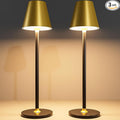 Timjorman 2-Pack Cordless Table Lamps - 5000mAh Rechargeable Battery Operated Desk Lamp, 3-Level Dimmable LED Night Light for Bedroom, Dining, Restaurant - Metal Design(Gold&Black 2-Pack)