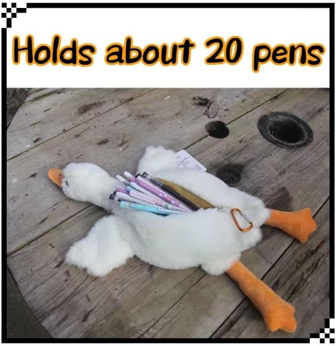 XZR Cute Pen Bag Case Box Stocking Stuffers Cute Creative Animal Cartoon Large Capacity Shark Bird Zipper Organizer Storage Bag Box Nice Gift (Goose)