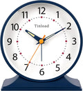 Tinload 4.5" Antique Retro Analog Alarm Clock, Small Silent Bedside Desk Clock with Manual Light, Battery Operated, Snooze, for Living Room, Bedroom, Bedside, Desk(Blue)