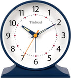 Tinload 4.5" Antique Retro Analog Alarm Clock, Small Silent Bedside Desk Clock with Manual Light, Battery Operated, Snooze, for Living Room, Bedroom, Bedside, Desk(Blue)