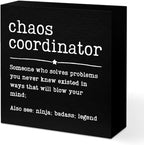 Funny Chaos Coordinator Gifts Office Decor, Chaos Coordinator Wooden Box Sign, Thank You Gifts, Home Farmhouse Table Shelf Desk Decor Accessories, Appreciation Gifts for Coworkers Colleague Leader
