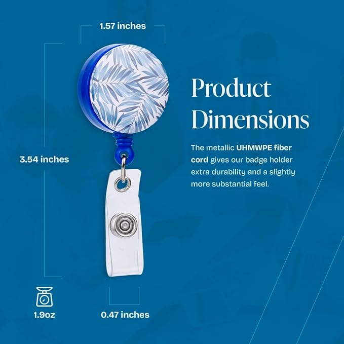Will Well Badge Holders with Belt Clips for Securing onto Pockets and Purse Straps, with Retractable 27.5" UHMWPE Fiber Pull Cords, Strong Build with Fun Designs - 2-Pack, Leaf Print