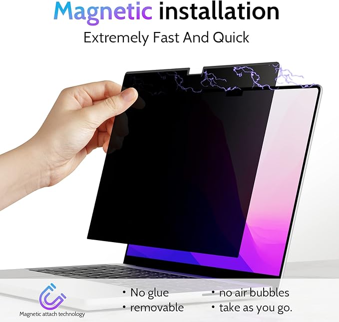 Peslv Magnetic Privacy Screen for MacBook Air 15 Inch (2023-2025, M2 M3 M4) - A2941 A3114 A3241, 15inch Removable Matte Anti Blue Light Glare Filter for Mac Air 15.3" Laptop Computer