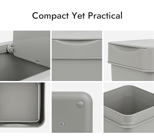 carrotez Mini Trash Can, Countertop Trash Can 2 Liter/ 0.5 Gallon, Mini Wastebasket, Garbage Container Bin for Coffee Area, Bathroom, Kitchen, Office, Tabletop- Grey
