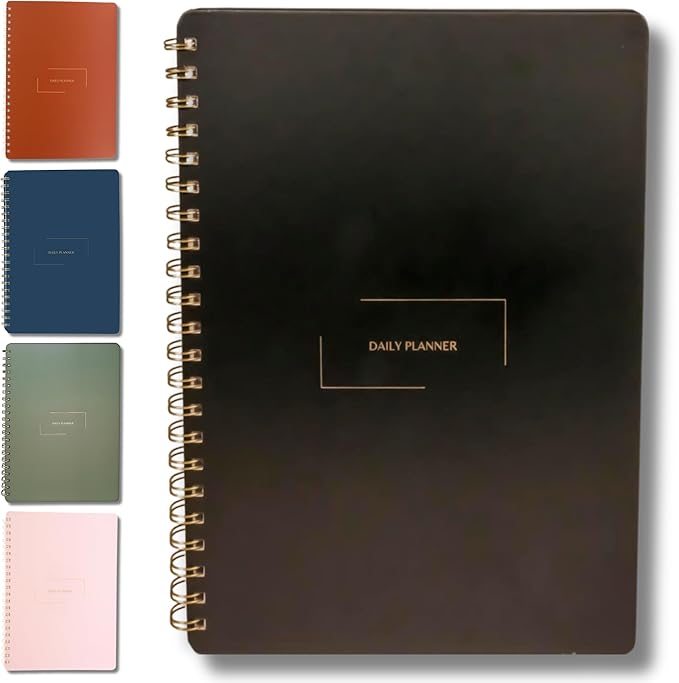 Merely Home Undated Daily Planner | 8.25” x 11.75” To Do List Notebook | Work Productivity ADHD Organizer | Men and Women Planner | College Supplies | Black | Portrait Layout
