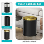 YOJIA 4 Gallon Black Gold Bathroom Trash Can, Stainless Steel Waste Basket, Large Capacity Garbage Can, for Bedroom Kitchen Office Hotel (Black)