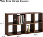 IRONMIX Metal 4 Cube Storage Organizer, Short Bookshelf with Storage, 2 Tier Horizontal Bookshelf, Small Cube Shelf, Freestanding TV Stand for Classroom, Home Office Library(Dark Wooden, 700-2 Set)