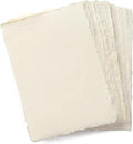 Wanderings Handmade A5 Cream Mixed Media Paper with Deckle Edge - 5.8x8.3-150 GSM - Cold Press Textured Paper Made with Recycled Cotton for Invitations, Crafts, Writers, Watercolor - 50 Sheets