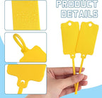LeonBach 100 PCS Plastic Shipping Tags, 1.46" x 2.48", Waterproof Labels Writable Hanging Tag with Sealing Strap, Shipping Cable Tie Label Tags for Keys Luggage Logistic Retail Inventory(Yellow)