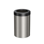 Gatco 1911MX Modern Round Waste Basket, Satin Nickel and Matte Black Combo / 11.88" H x 7.63" Dia Open Top Stainless Steel Trash Can with Removable Lid, 11 Liter Capacity