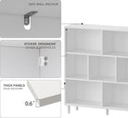 Chyanmoo Wood Cube Storage Organizer White Bookshelf - 3-Tier Freestanding Storage Cabinet with Legs for Home Office, 7-Cubes Open Shelf