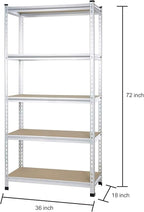 Amazon Basics Double Post Press Board 5 Tier Shelf 36 x 18 x 72, Aluminum | Medium Duty, Storage, Shelving