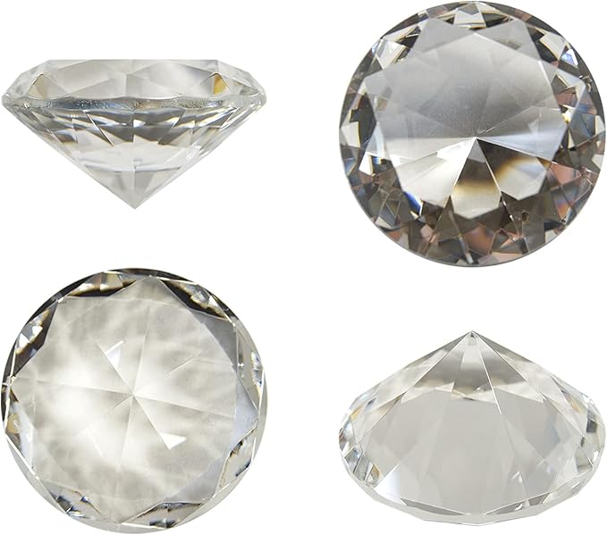 CLICK2GO 3” / 80 mm Clear Diamond Heart Shaped Glass Crystal Paperweight – Home Office Decor & Valentine's Day Gift Wedding Favors Centerpieces Decoration with Gift Box