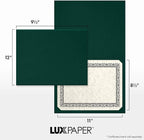 LUXPaper 9.5" x 12" Certificate Holders | Green Linen | 100lb. Cover | 25 Qty