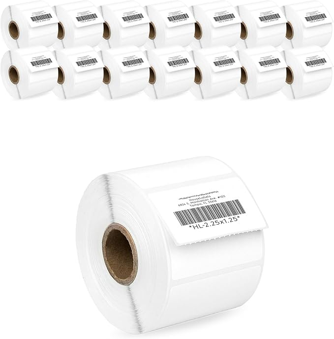 HOUSELABELS 2.25" x 1.25" Address Labels on 1" Core Compatible with Zebra and Rollo Printers, 15 Rolls / 1,000 Labels per Roll