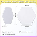 18 Pack Self-adhesive Acoustic Panels Soundproof Wall Panels 12"X10"X 0.4" Sound Absorbing Panel for Decoration Sound Deadening Panels Acoustic Treatment Panel For Home Office（White Hexagonal Design）