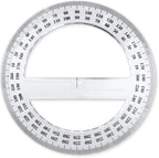 Pack of 24, 360-degree Protractor, 12.5cm (4.92") Diameter, Crystal Clear