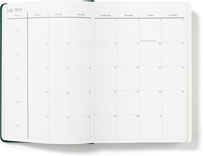 Wykeham's Executive 2026 Daily Journal Planner – US Public Holidays & Format – Customization Available (Personalized Racing Green, 8.5"×5.5")