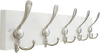 SKOLOO Creations White Solid Wood Wall Mounted Coat Rack, 5 Hooks, 16-7/8" Long - Kitchen, Mudroom, Entryway, Bathroom - Includes Mounting Hardware, Wall Coat Hanger, Towel Rack