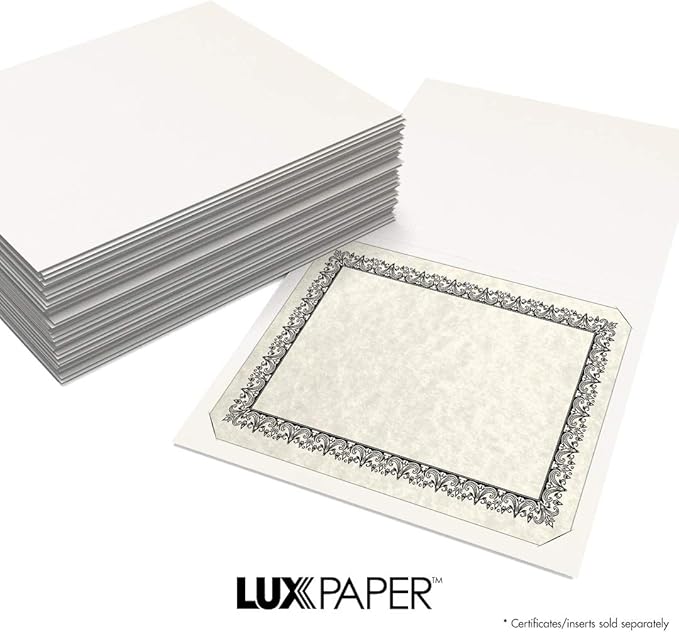 LUXPaper 9.5" x 12" Certificate Holders | White Linen | 100lb. Cover | 250 Qty