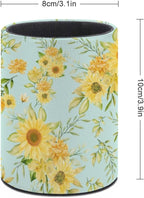 DIYYAO Personalize Sunflower Pattern Circular Pen Holder - Desk Pen Organizer Control Storage Box Makeup Brush Holder (A)