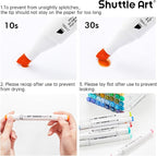 Shuttle Art 172 Colors Dual Tip Alcohol Based Art Markers,171 Colors plus 1 Blender Permanent Marker 1 Marker Pad with Case Perfect for Kids Adult Coloring Books Sketching and Card Making