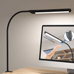 Hand-Wave LED Desk Lamp with Clamp, Touchless On/Off, Color Temperature Adjustable 3000K-6500K, Flicker-Free Eye-Caring Reading Light, Clip-On Desk Light for Home Office/Study/Monitor/Desk (110V)