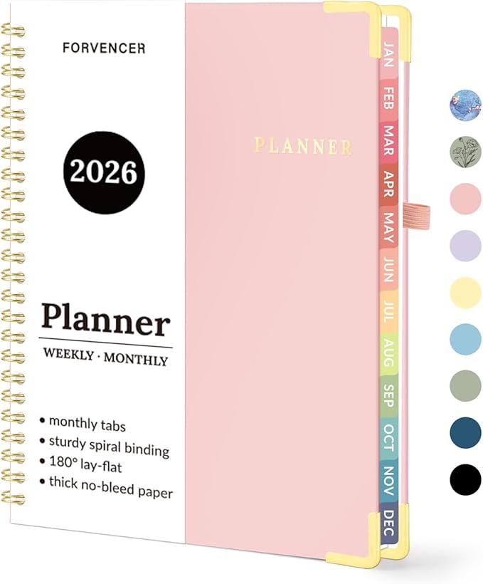 2026 Planner, Forvencer Calendar Planner Weekly and Monthly, Jan 2026-Dec 2026, 6" X 8", Hardcover Agenda Book, Daily Journal Organizer with Inner Pocket, Notebook for Office School, A5, Pink