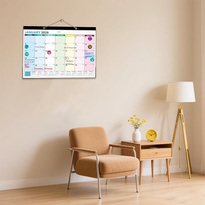 Desk Calendar 2026, With 3 sticker, 18 Month Wall Calendar Running to June 2027-17" x 12" Desktop/Wall Monthly Calendar for Homes, School & Office