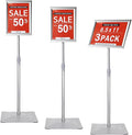 Golemas Adjustable Sign Stand for Display, with Upgraded Iron Base, Pedestal Floor Signage Stand Holder for Outdoor or Indoor Advertising (8.5 x 11, Silver 3Pack)